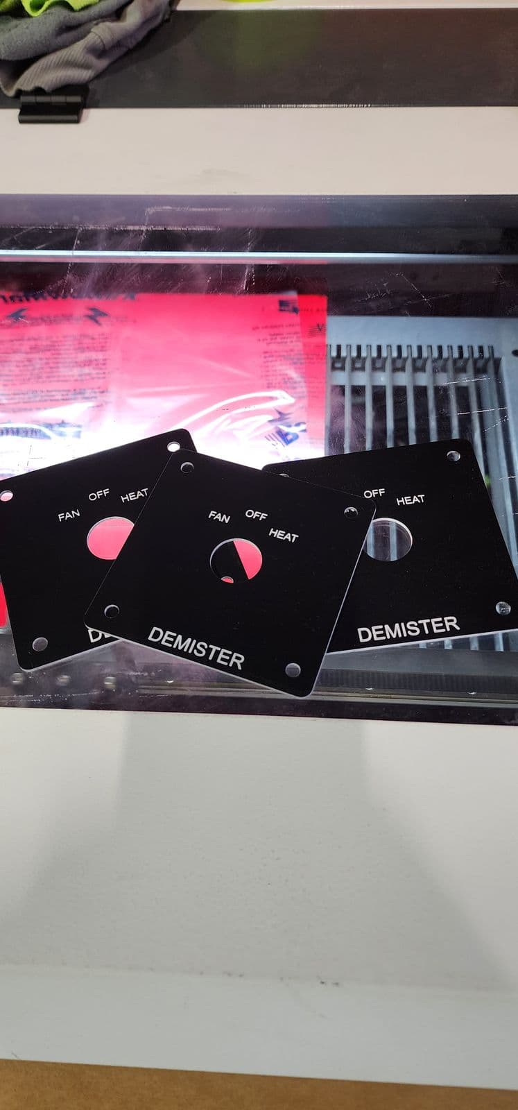 Black traffolyte selector plates with mounting holes