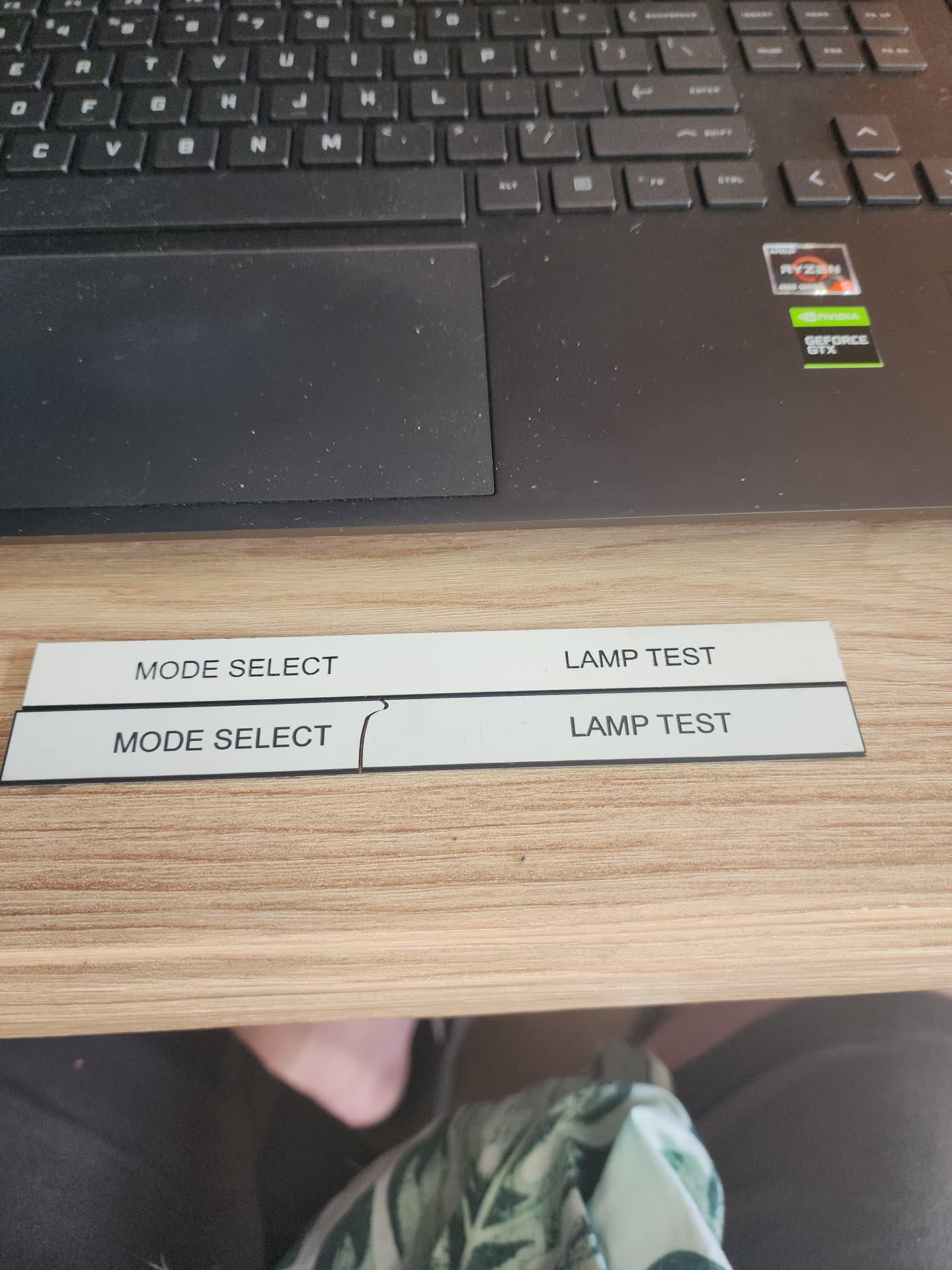 Mode Select and Lamp Test replacement labels - matched to damaged originals
