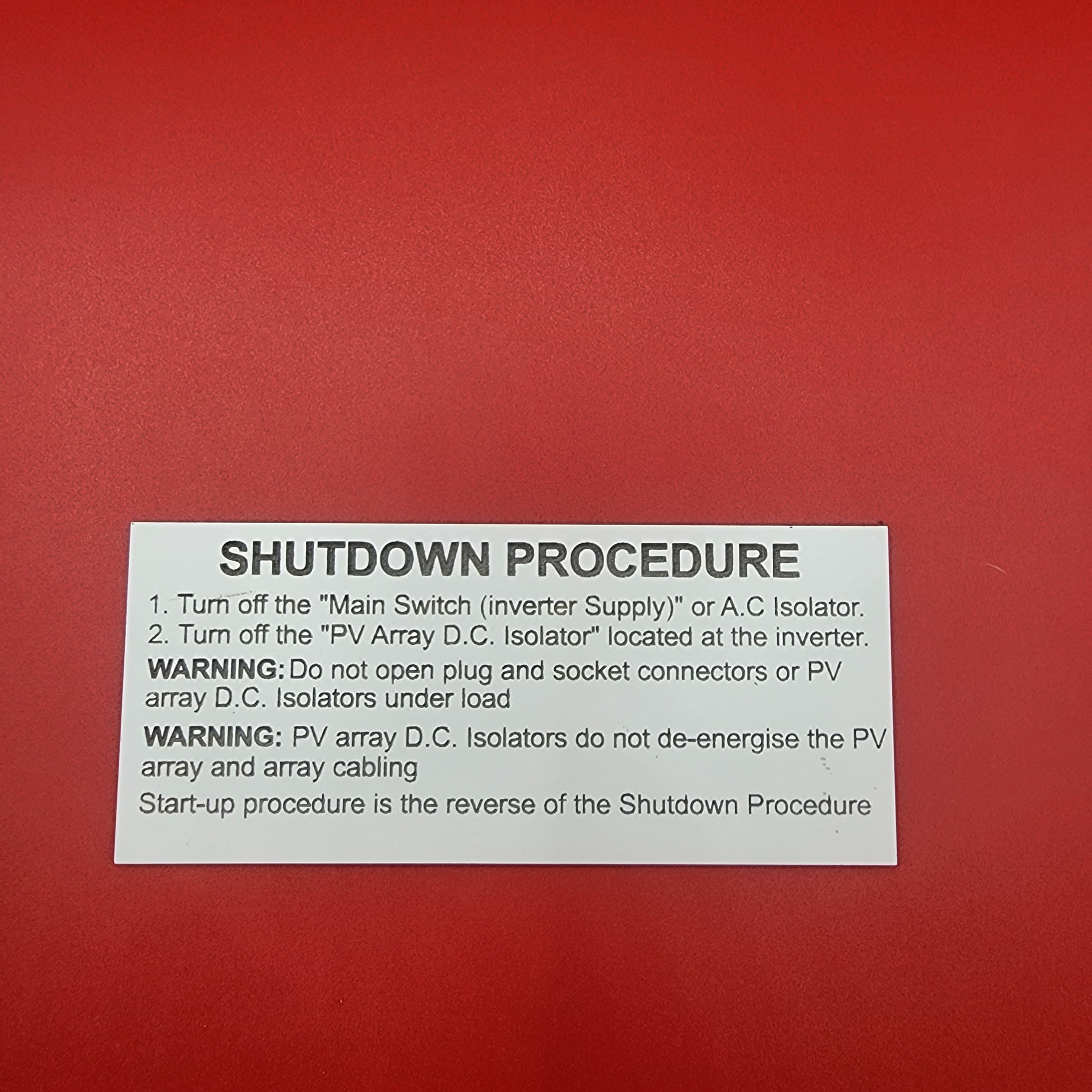 Solar Shutdown Procedure 2